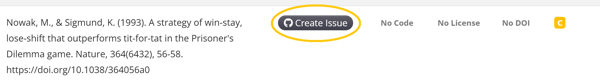 Create Issue button in a model table row